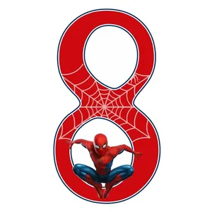 استند رومیزی تولد مدل عدد 8 طرح مرد عنکبوتی