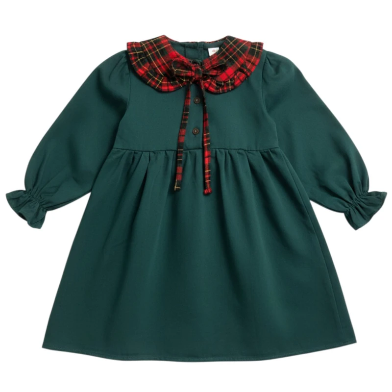 پیراهن آستین بلند یقه گرد دخترانه مدل دالیان655-1