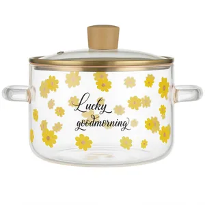 قابلمه پیرکس مدل  گلدار شعله مستقیم کد 1.8 سایز 16