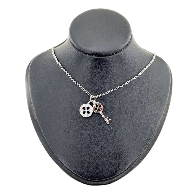 گردنبند نقره زنانه مدل قفل و کلید SN1127