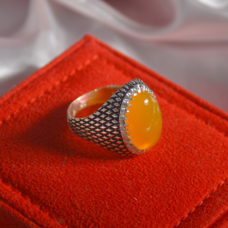 انگشتر نقره مردانه نقره جات لطفی مدل عقیق کد ANMS09E03