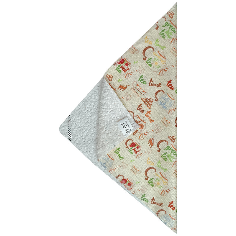 دستمال نظافت آشپزخانه بی تی مدل میکروفایبر طرح ملزومات چای کد 30x30W223 بسته 3 عددی