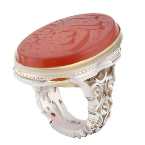 انگشتر نقره مردانه بازرگانی میلادی مدل رکاب دست ساز استاد غفار خطاطی الملک الله کد AM_2751