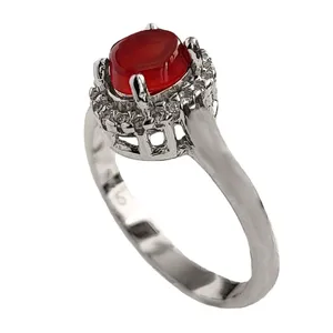 انگشتر نقره زنانه مدل عقیق یمنی YW4195