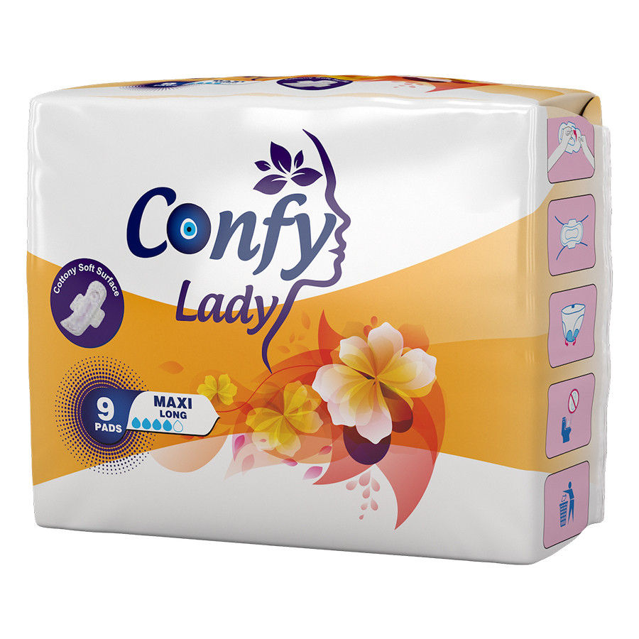 نوار بهداشتی کانفی لیدی مدل MAXI LONG بسته 9 عددی
