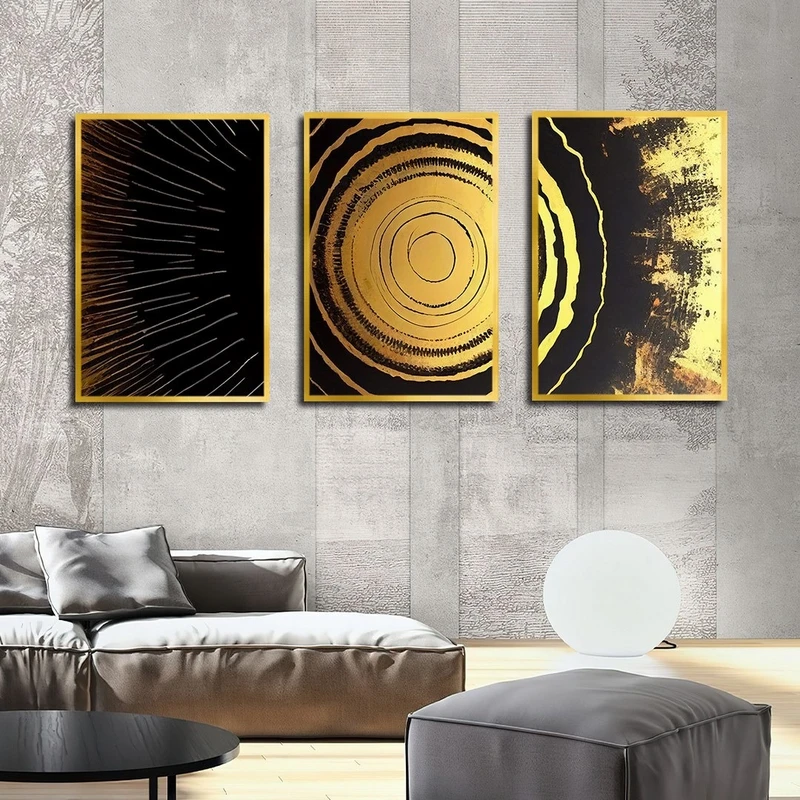 تابلو بکلیت طرح انتزاعی خورشید مدل T-2481 مجموعه 3 عددی