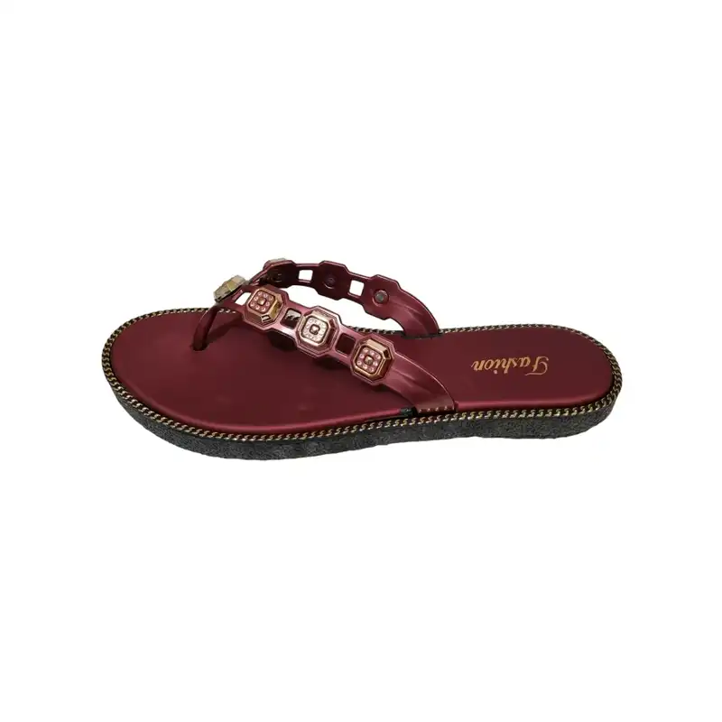 دمپایی لاانگشتی زنانه مدل نگینی زمرد ZR-007