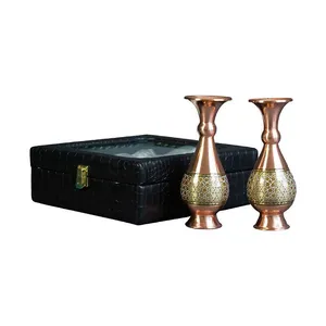 گلدان خاتم کاری مسی مدل JK02 بسته 2 عددی