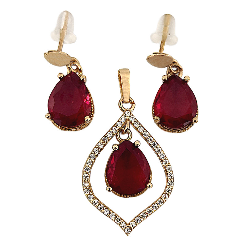 نیم ست طلا 18 عیار زنانه طلا و جواهرسازی افرا مدل یاقوت 345