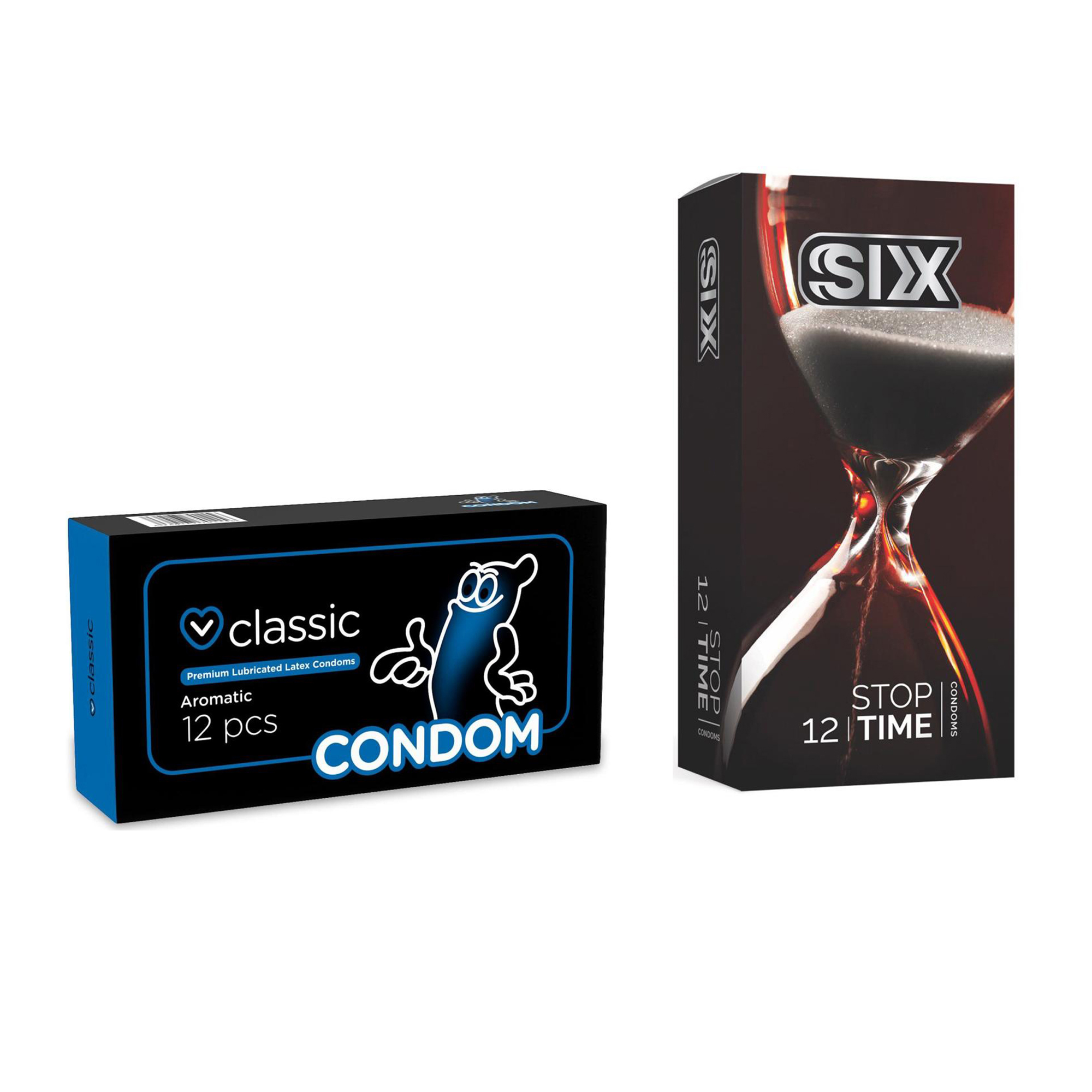 کاندوم سیکس مدل Stop Time بسته 12 عددی به همراه کاندوم کاندوم مدل Classic بسته 12 عددی