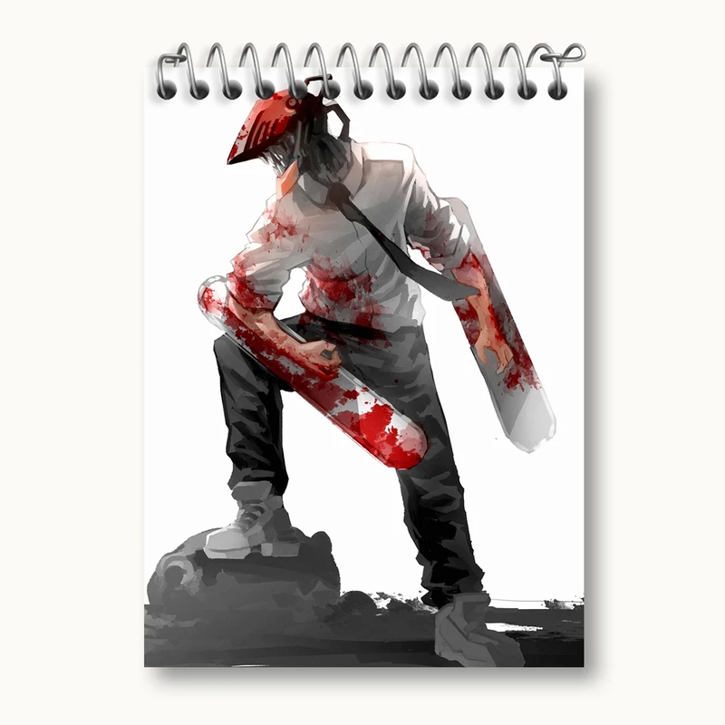 دفتر یادداشت 50 برگ خندالو مدل دنجی انیمه مرد اره ای Chainsaw Man کد 17858