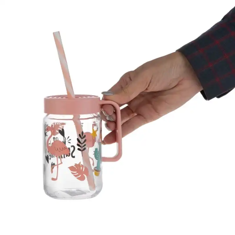 لیوان کودک هروین مدل نی دار  طرح فلامینگو کد 152