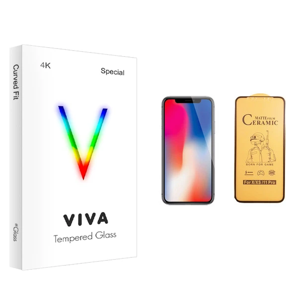 محافظ صفحه نمایش سرامیکی ویوا مدل 4K مناسب برای گوشی موبایل اپل iPhone X