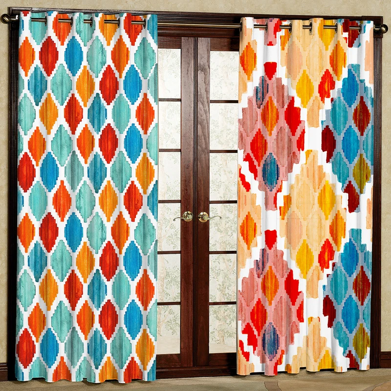   پرده مدل لوزی رنگی رنگی مخمل پانچی کد 1003a سایز 140x280 سانتی متر