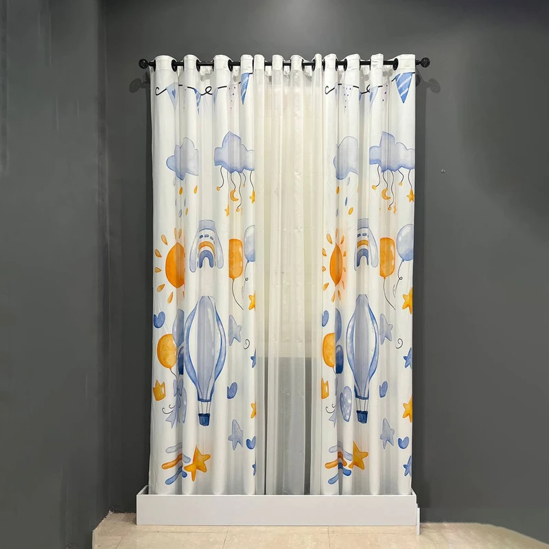 پرده مدل پانچی مخمل و حریر ساده طرح کودک کد n17 سایز 140x275 سانتی متر