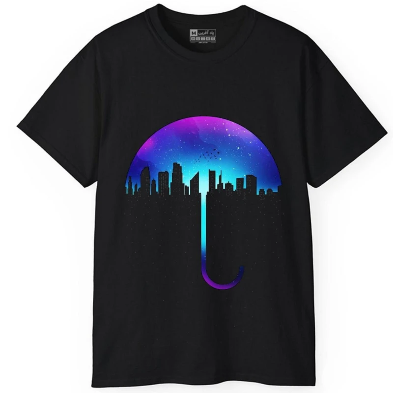 تی شرت آستین کوتاه مردانه پاد آفرین مدل چتر آسمان ستاره کد 18