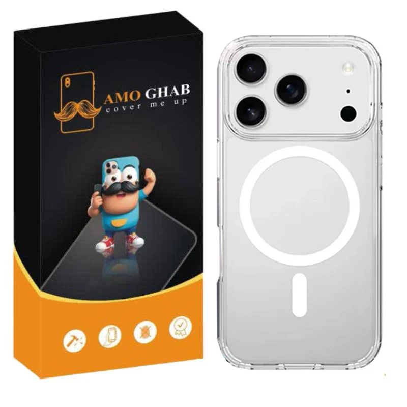 کاور عمو قاب مدل مگ سیف شفاف مناسب برای گوشی موبایل اپل iPhone 17 Pro