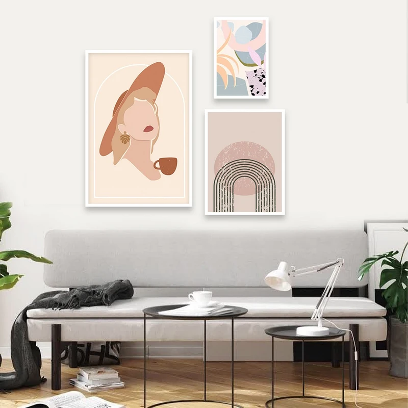 تابلو بکلیت مدل طرح نقاشی مینیمال W-939  مجموعه 3 عددی