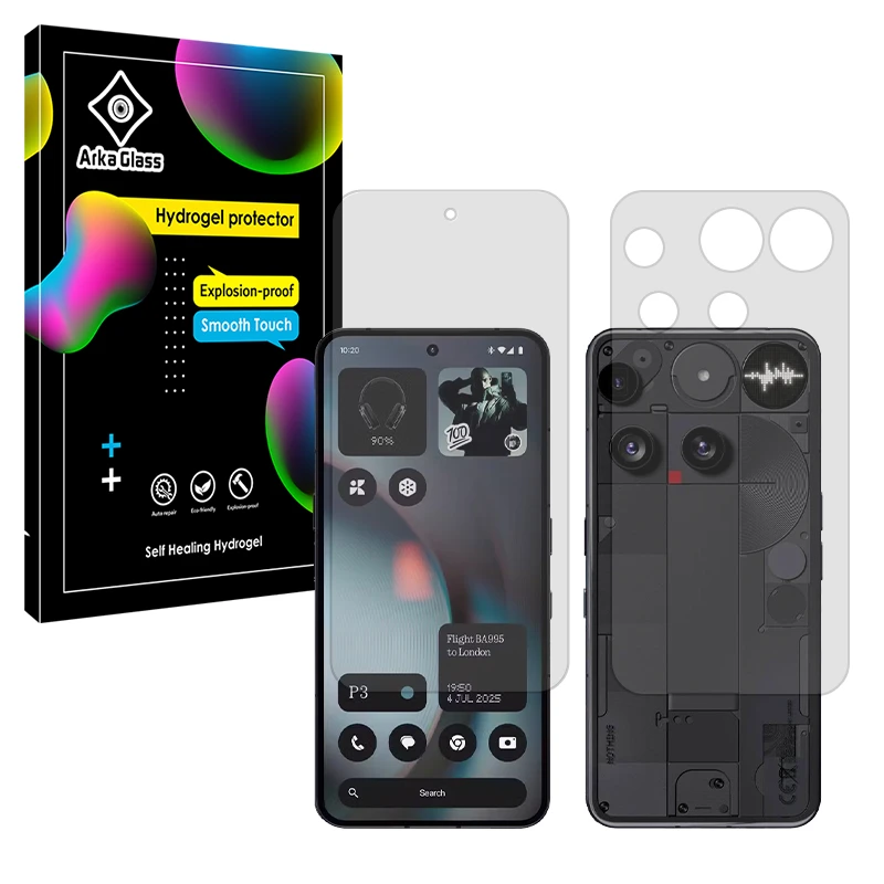 محافظ صفحه نمایش شفاف آرکا گلس مدل Tough مناسب برای گوشی موبایل ناتینگ Phone 3 به همراه محافظ پشت گوشی 