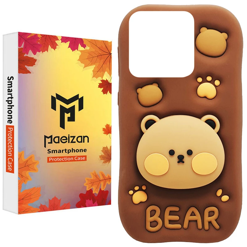 کاور پاییزان مدل bear استندشو طرح لاکچری مناسب برای گوشی موبایل شیائومی Redmi Note 14 4G