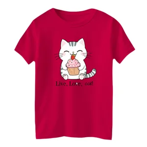 تی شرت آستین کوتاه بچگانه مدل گربه و کاپ کیک