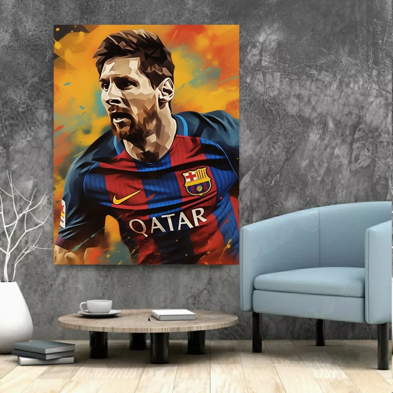 تابلو بوم طرح نقاشی فوتبالیست مدل مسی  کد PP2843