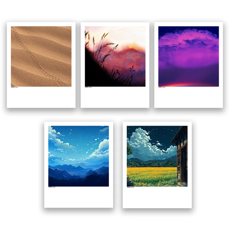 آویز تزیینی عرش مدل فانتزی منظره طبیعت کد Asa1066 مجموعه پنج عددی