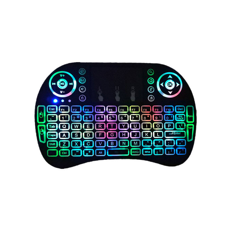 کیبورد بی سیم مدل I8 RGB، سوییچ ممبران، Portable، نورپردازی LED RGB