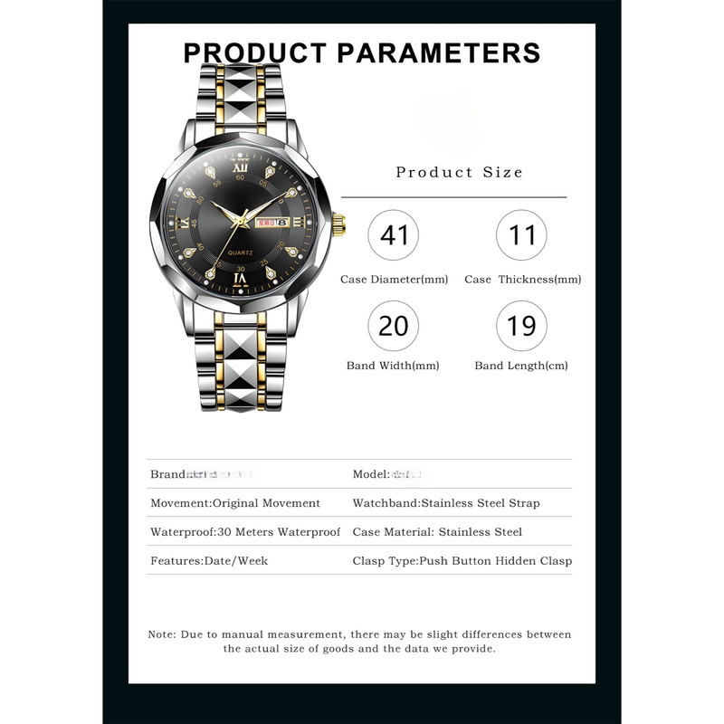 ست ساعت مچی عقربه‌ای زنانه و مردانه مدل کوارتز کلاسیک دی دیت بند استیل طرح تراش الماسی کد C11