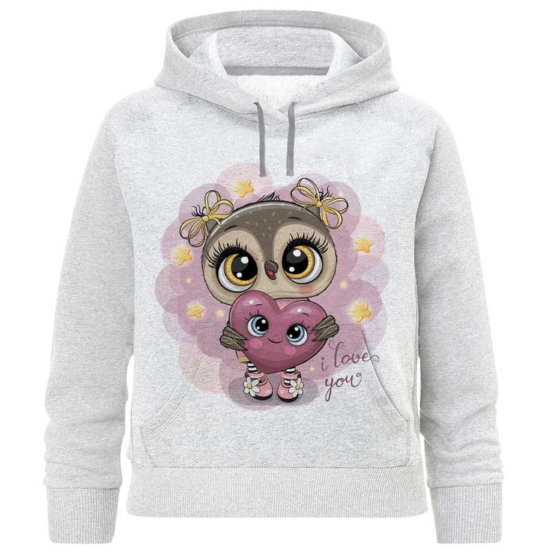 هودی دخترانه مدل جغد و قلب F878