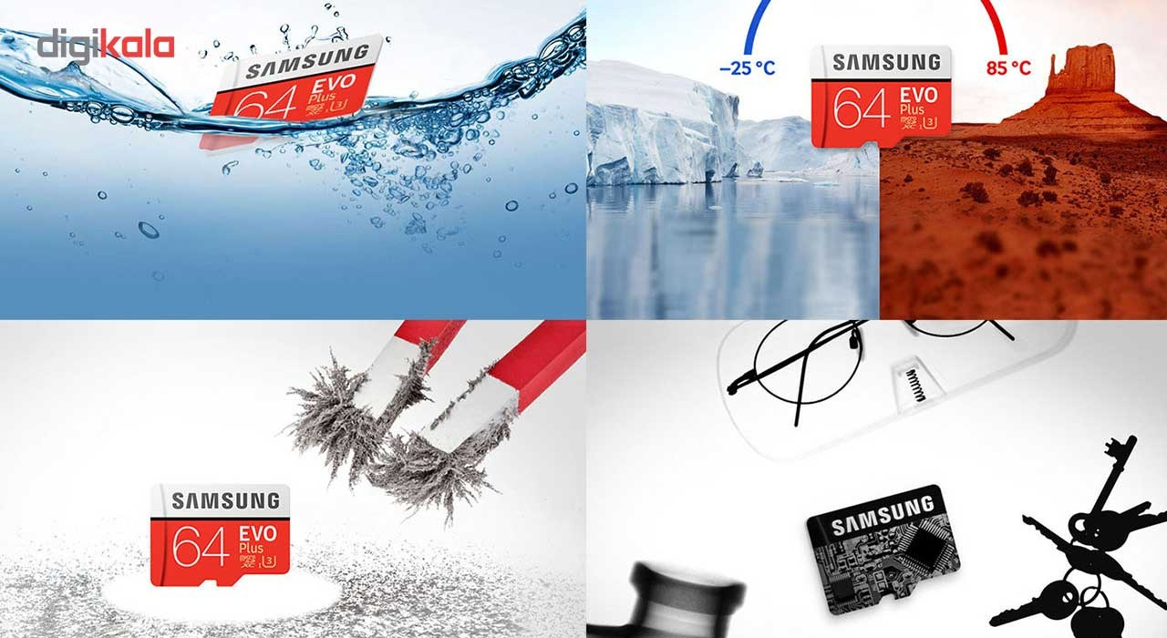 کارت حافظه microSDXC سامسونگ مدل Evo Plus کلاس 10 استاندارد UHS-I U3 سرعت 100MBps ظرفیت 64 گیگابایت