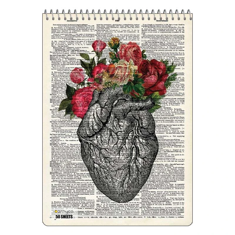 دفتر نقاشی 50 برگ سیمی کارنیکا طرح روزنامه وینتج قلب Vintage Newspaper Heart کد 32886
