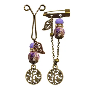 ست گیره روسری و سنجاق سینه زنانه مدل درخت زندگی