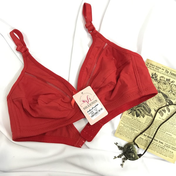 سوتین زنانه شارمین مدل نخی ژوردار کد 1111 رنگ قرمز