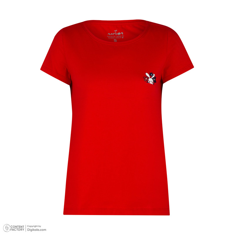 ست تی شرت آستین کوتاه و شلوارک زنانه ناربن مدل 15211083 رنگ قرمز