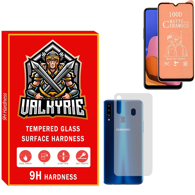 محافظ صفحه نمایش سرامیکی مات والکری مدل CRBKV_01 مناسب برای گوشی موبایل سامسونگ Galaxy A20s به همراه محافظ پشت گوشی