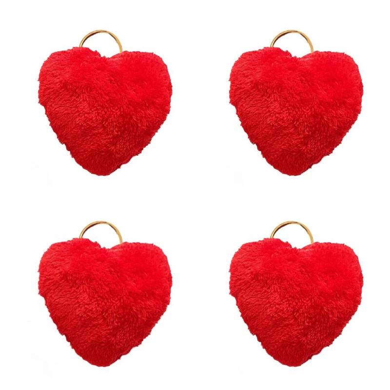 جاکلیدی دستی پارچه ای مدل قلبی مجموعه 4 عددی