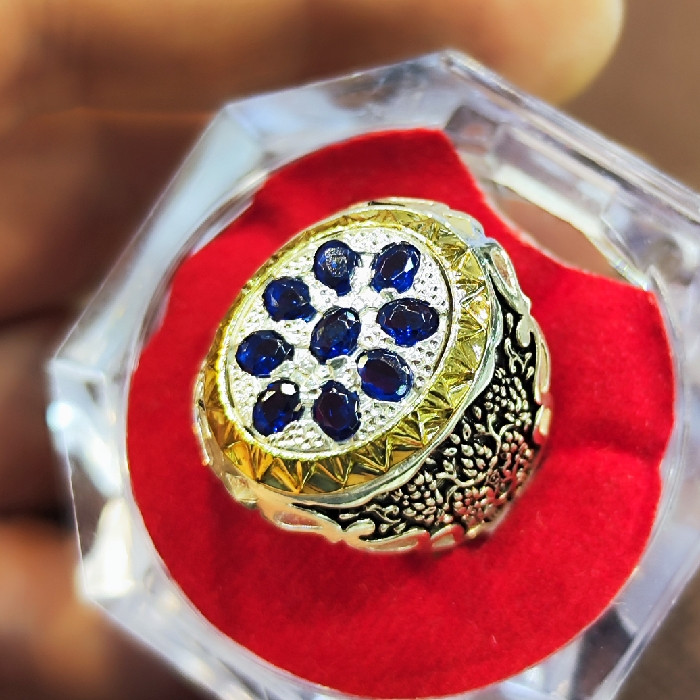 انگشتر نقره مردانه مدل سنگ یاقوت کبود کد‌ 3310