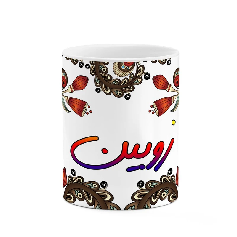 ماگ کاکتی مدل اسم زوبین طرح سنتی گل و بته کد mgh45419