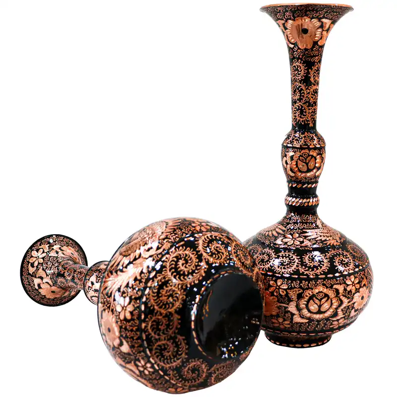 گلدان مسی مدل الماس تراش طرح هنری کد 35p16