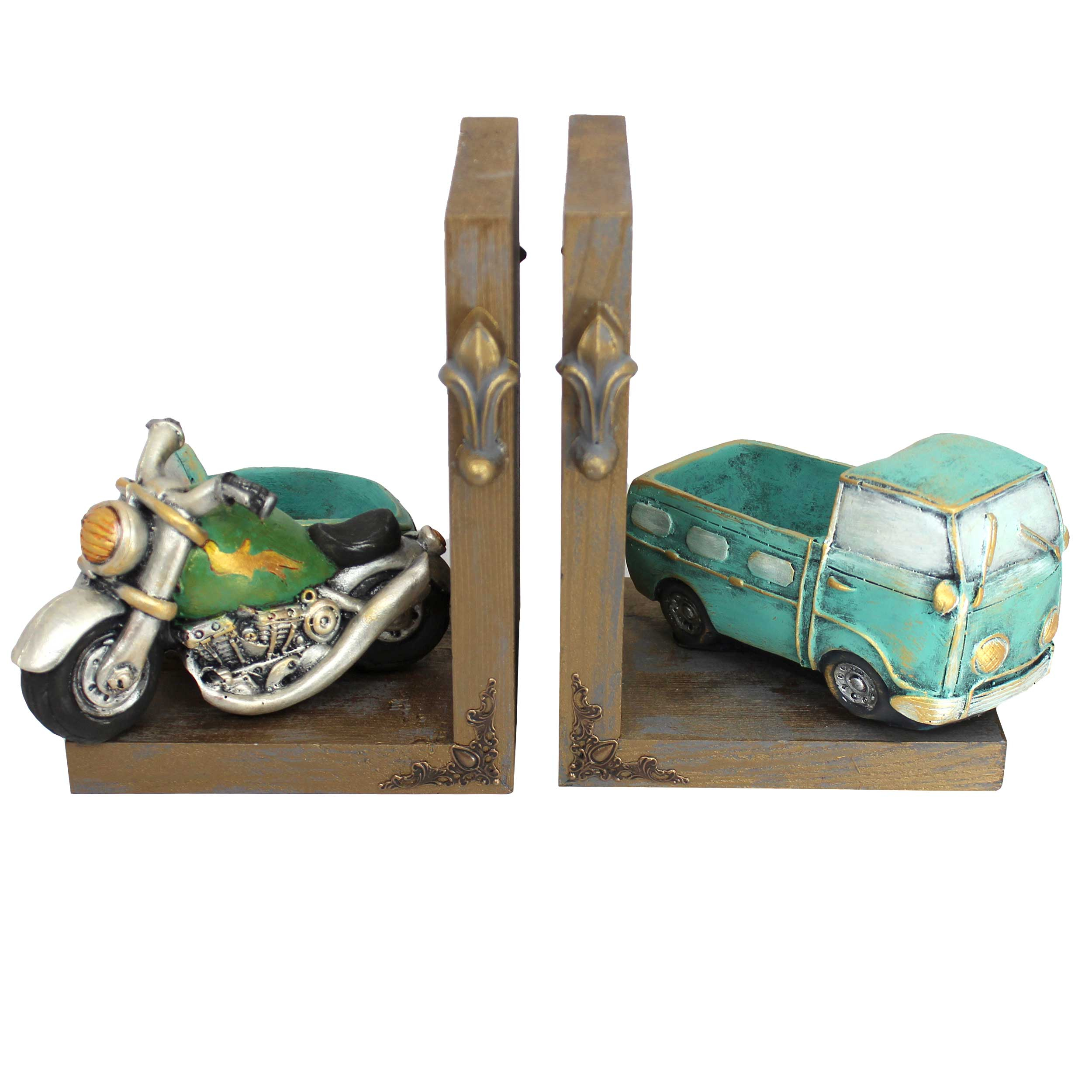 نگهدارنده کتاب دست نگار مدل موتور و ماشین مجموعه 2 عددی