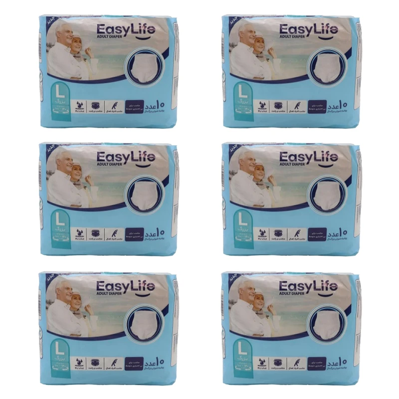 پوشینه بزرگسال ایزی لایف کد L06 سایز بزرگ 6 بسته 10 عددی