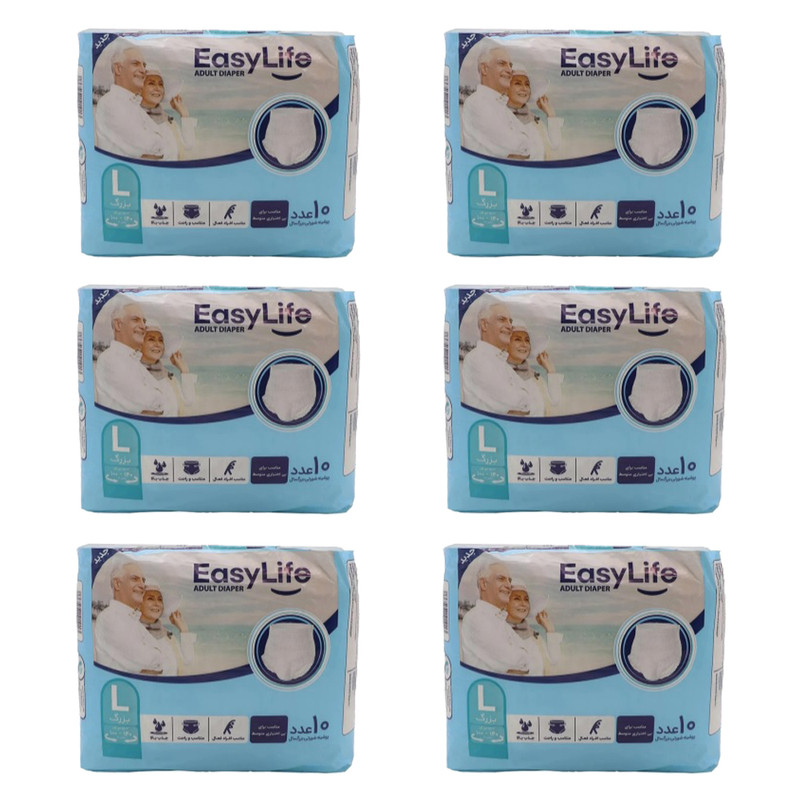 پوشینه بزرگسال ایزی لایف کد L06 سایز بزرگ 6 بسته 10 عددی