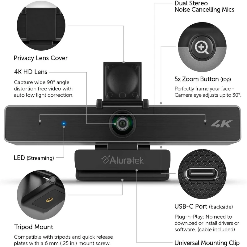 عکس شماره 2 : وب کم آلورا تک مدل live pro 4k
