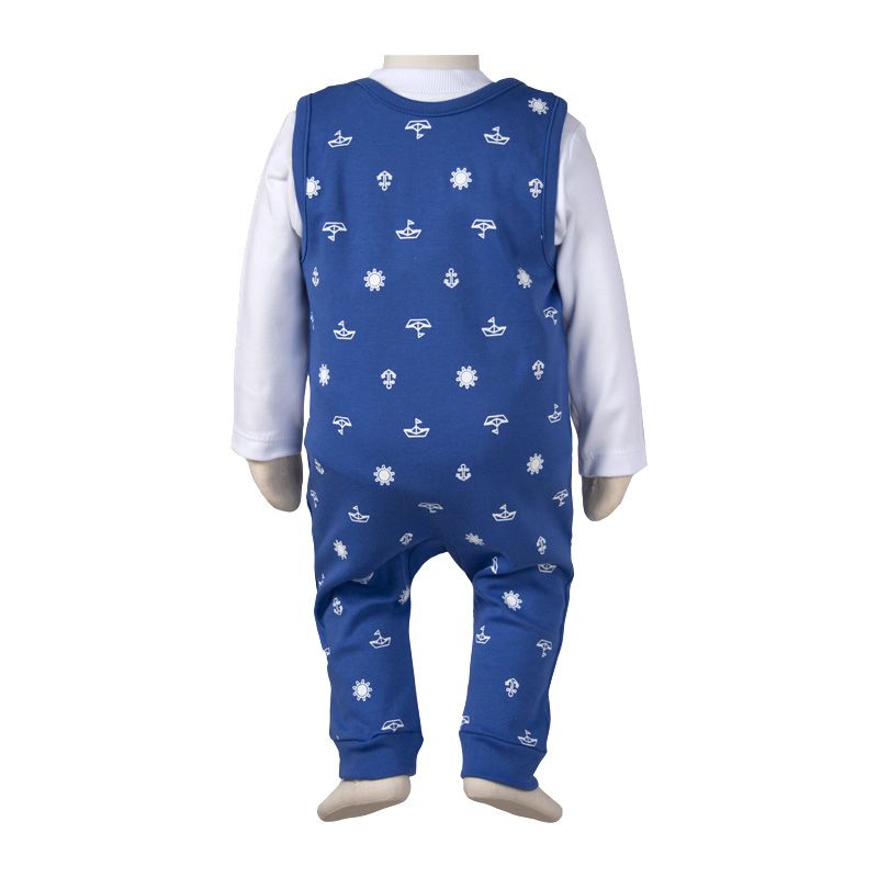 ست تی شرت و سرهمی پیشبندی نوزادی آدمک مدل کاپیتان رنگ آبی -  - 4