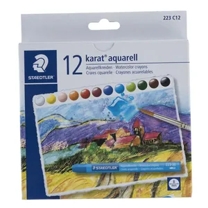 مداد شمعی آبرنگی 12 رنگ استدلر مدل Karat aquarell