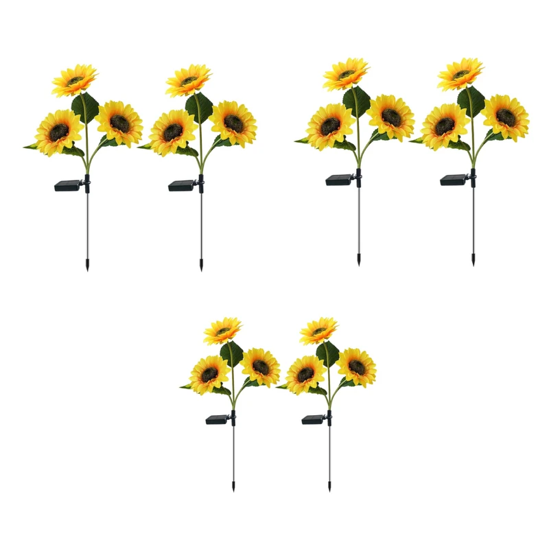 چراغ پارکی خورشیدی سولونیکس مدل گل آفتابگردان مجموعه 6 عددی