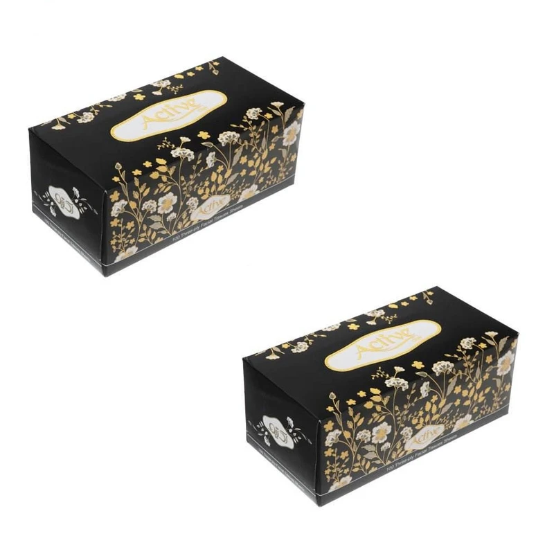 دستمال کاغذی 100 برگ اکتیو طرح باغ گل ها مجموعه 2 عددی