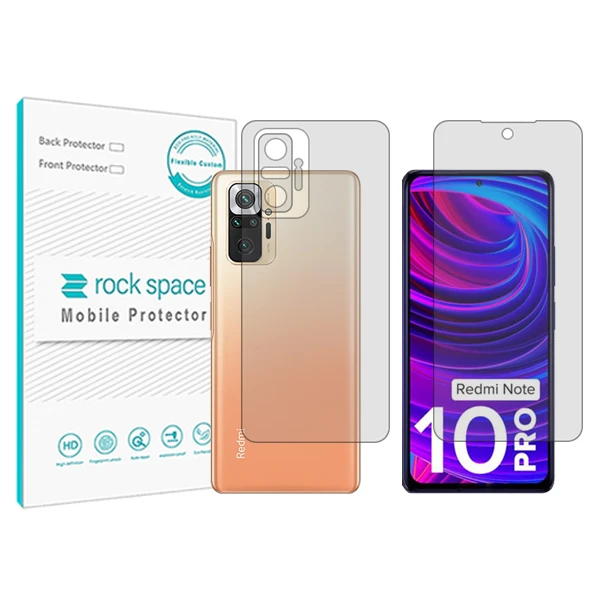 محافظ صفحه نمایش شفاف راک اسپیس مدل HyGEL مناسب برای گوشی موبایل شیائومی Redmi Note 10 Pro (India) به همراه محافظ پشت