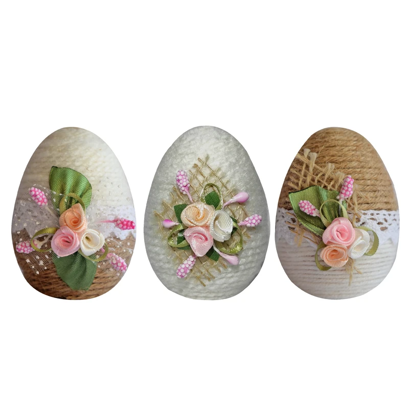 تخم مرغ سفالی مدل سفره هفت سین طرح گلدار کد S3031nr بسته 3 عددی